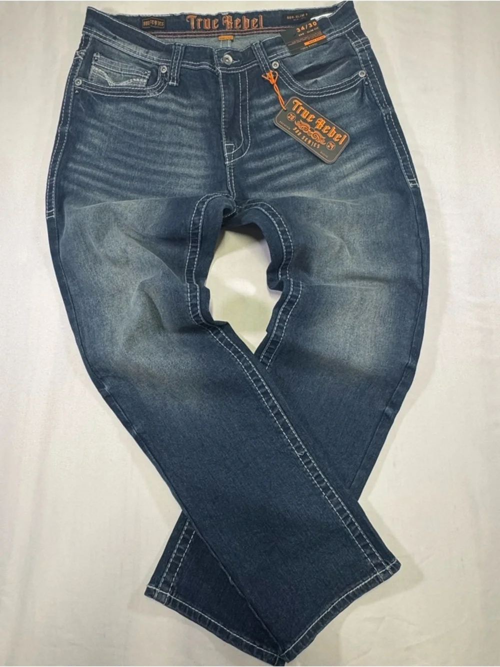 True Religion Men's Dark Wash Slim Straight Jeans